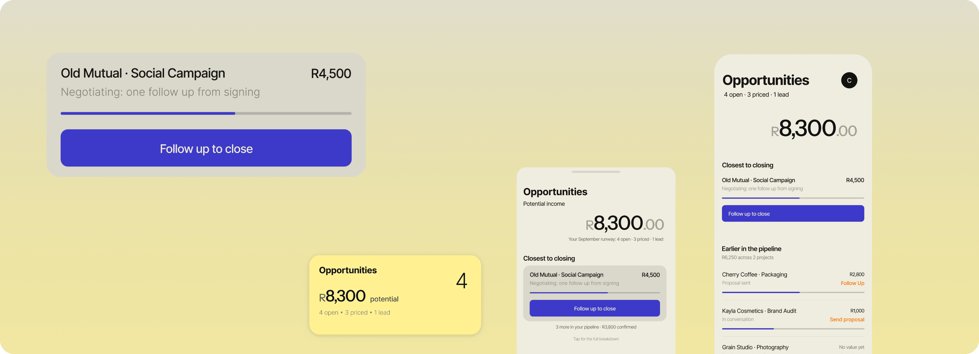 The opportunities card