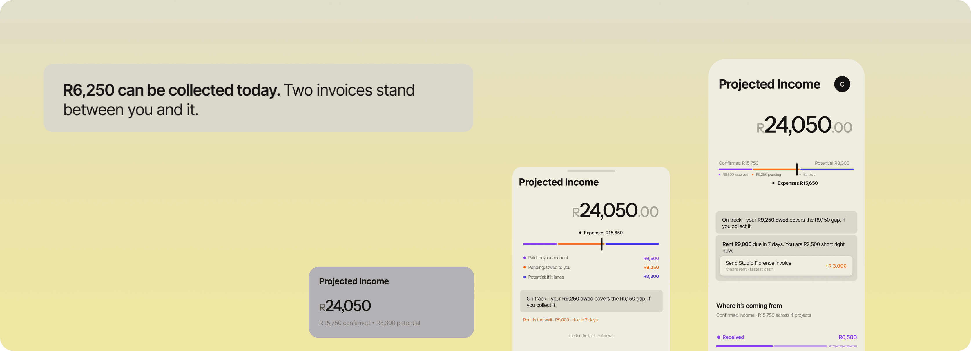 The projected income card